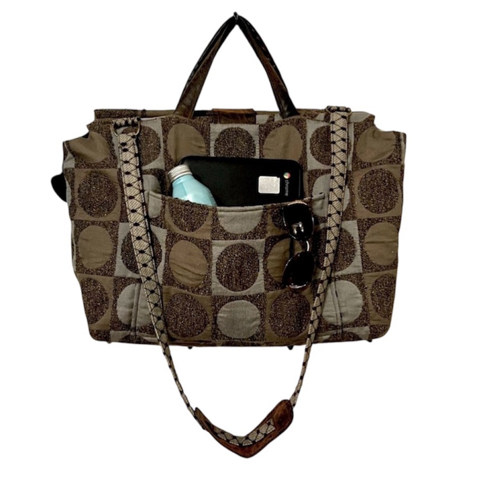 Geometric Tapestry Leather Large Boho Vintage Crossbody Tote Duffel Bag Purse